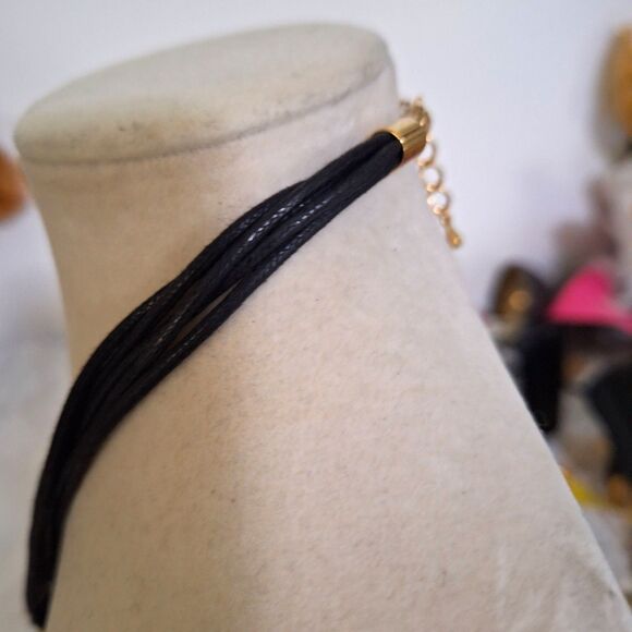 A Park Lane Ladies' Necklace Elegant Evening Black Onyx Two Tone Metal Choker - Picture 5 of 11